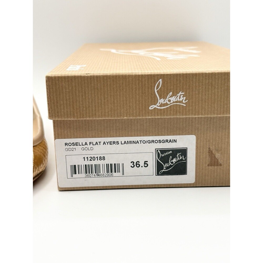 Christian Louboutin Gold Leather Square Toe Rosella Ballet Flats Size EU 36.5 - Picture 15 of 15
